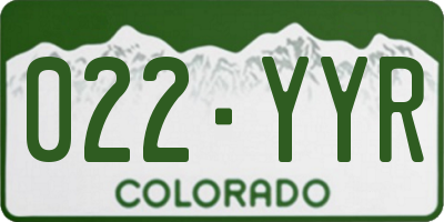 CO license plate 022YYR