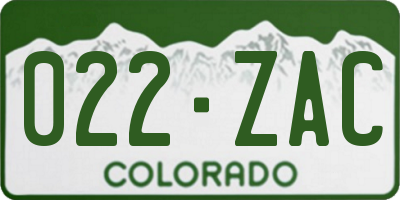 CO license plate 022ZAC