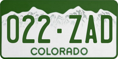 CO license plate 022ZAD