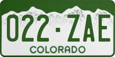CO license plate 022ZAE