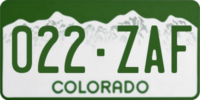 CO license plate 022ZAF