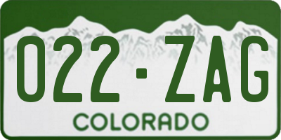 CO license plate 022ZAG