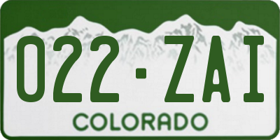 CO license plate 022ZAI