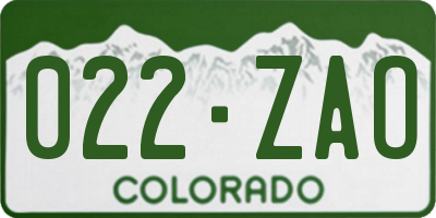 CO license plate 022ZAO