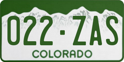 CO license plate 022ZAS