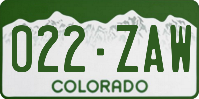 CO license plate 022ZAW