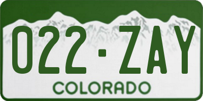 CO license plate 022ZAY