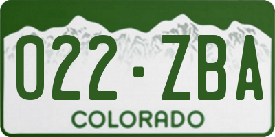 CO license plate 022ZBA