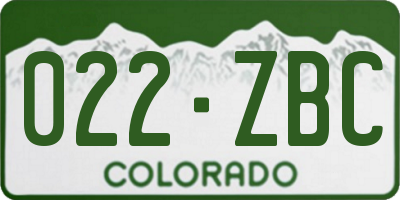 CO license plate 022ZBC