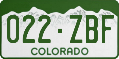 CO license plate 022ZBF