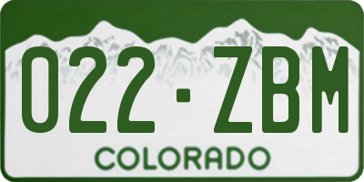 CO license plate 022ZBM