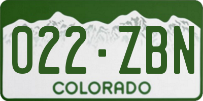 CO license plate 022ZBN