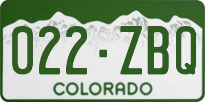 CO license plate 022ZBQ