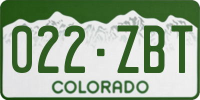 CO license plate 022ZBT