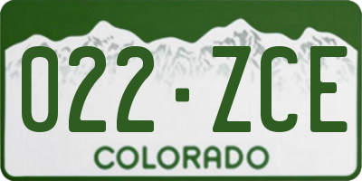 CO license plate 022ZCE