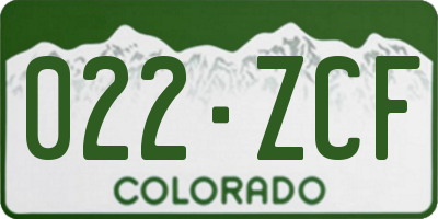 CO license plate 022ZCF