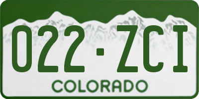CO license plate 022ZCI
