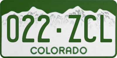 CO license plate 022ZCL