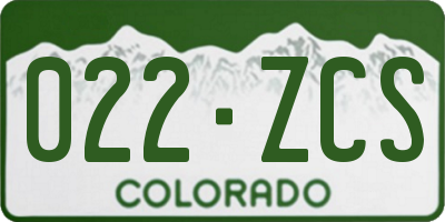 CO license plate 022ZCS