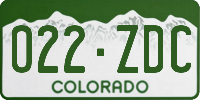 CO license plate 022ZDC