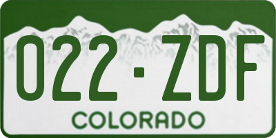 CO license plate 022ZDF