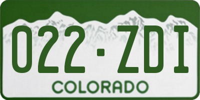 CO license plate 022ZDI