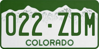 CO license plate 022ZDM