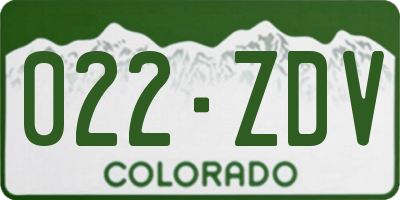 CO license plate 022ZDV
