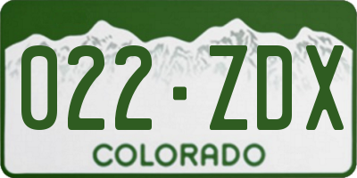 CO license plate 022ZDX