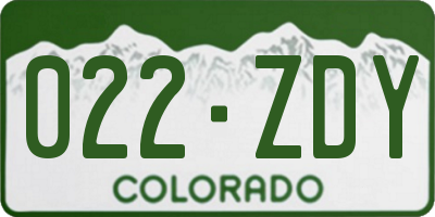 CO license plate 022ZDY