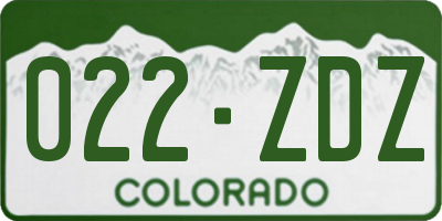 CO license plate 022ZDZ