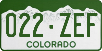 CO license plate 022ZEF
