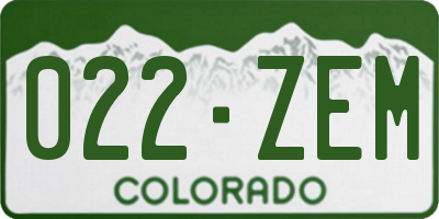 CO license plate 022ZEM