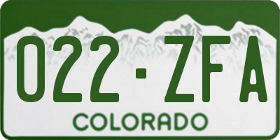 CO license plate 022ZFA
