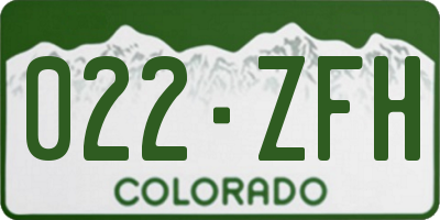 CO license plate 022ZFH