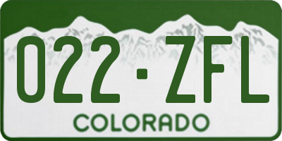 CO license plate 022ZFL