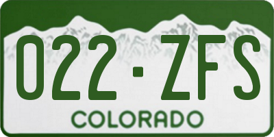 CO license plate 022ZFS