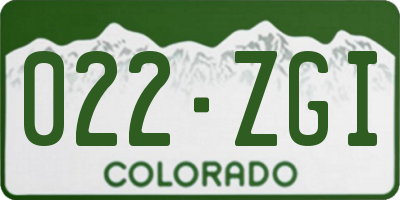 CO license plate 022ZGI