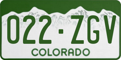 CO license plate 022ZGV