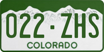 CO license plate 022ZHS