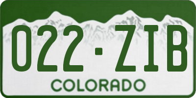 CO license plate 022ZIB