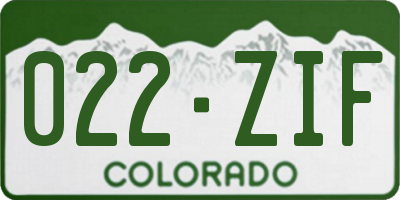 CO license plate 022ZIF
