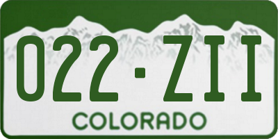 CO license plate 022ZII