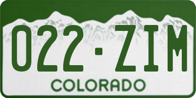 CO license plate 022ZIM