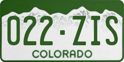CO license plate 022ZIS