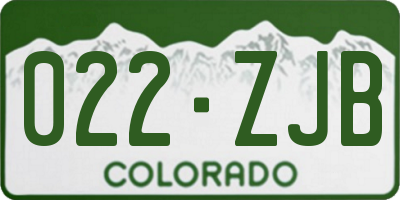 CO license plate 022ZJB