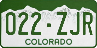 CO license plate 022ZJR