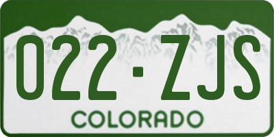 CO license plate 022ZJS