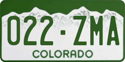 CO license plate 022ZMA