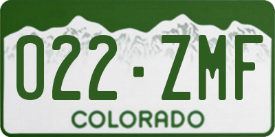 CO license plate 022ZMF